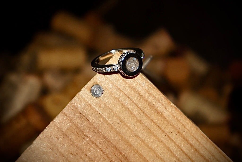 Circle Rhinestone Sterling Silver Ring