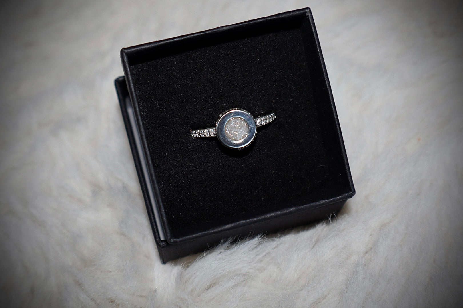 Circle Rhinestone Sterling Silver Ring