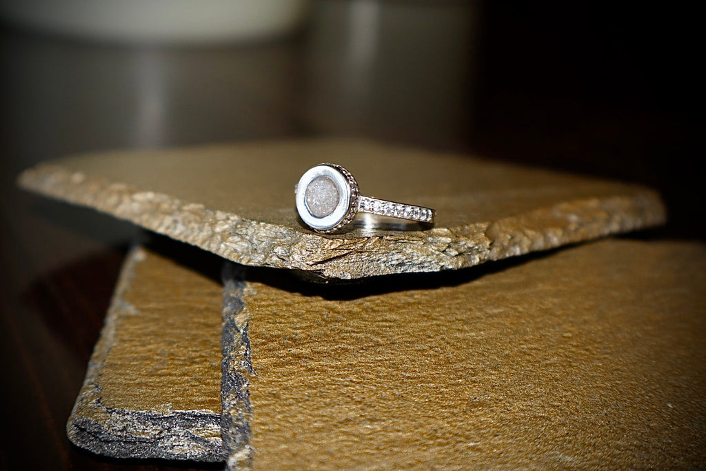 Circle Rhinestone Sterling Silver Ring