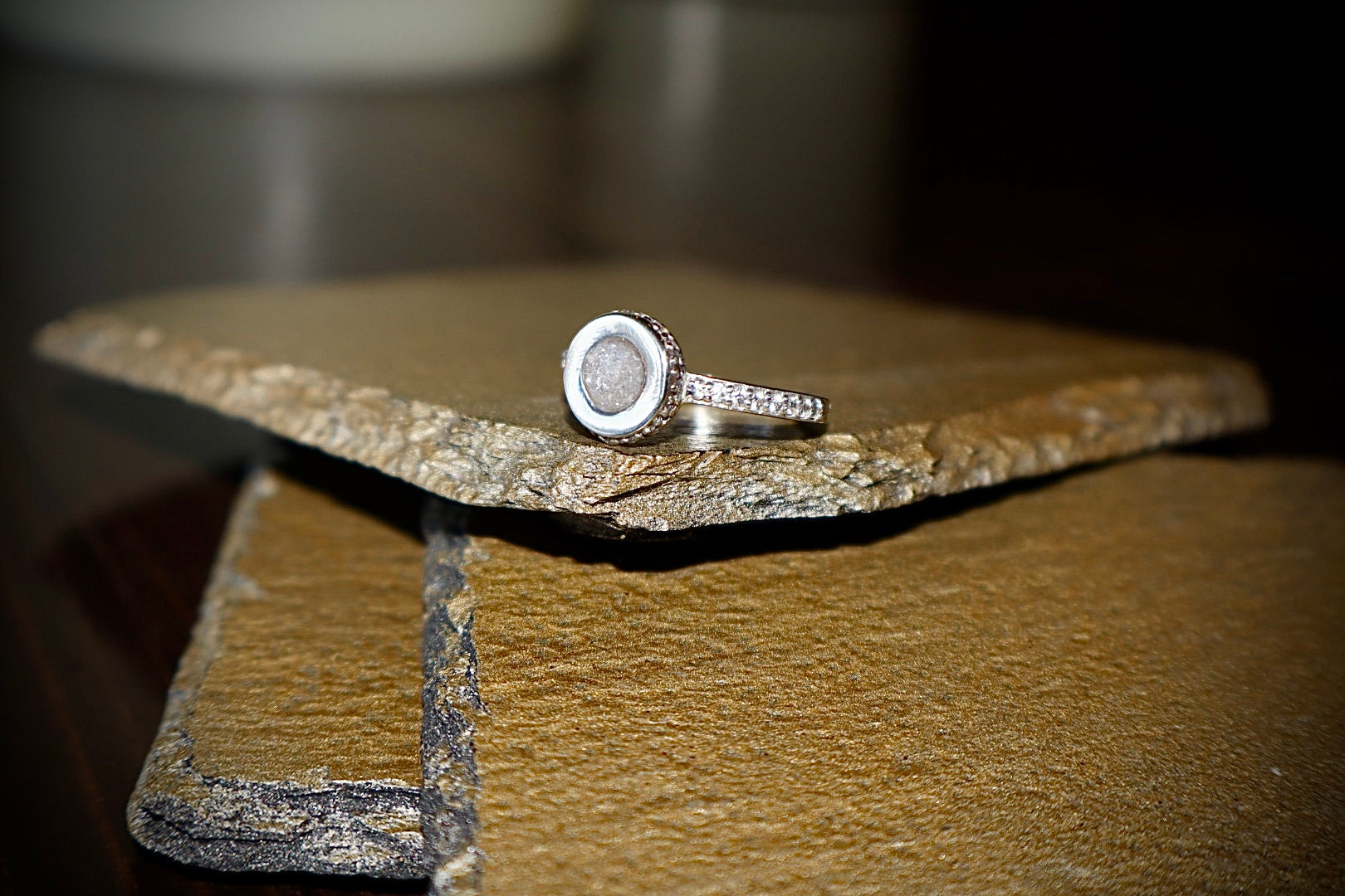 Circle Rhinestone Sterling Silver Ring