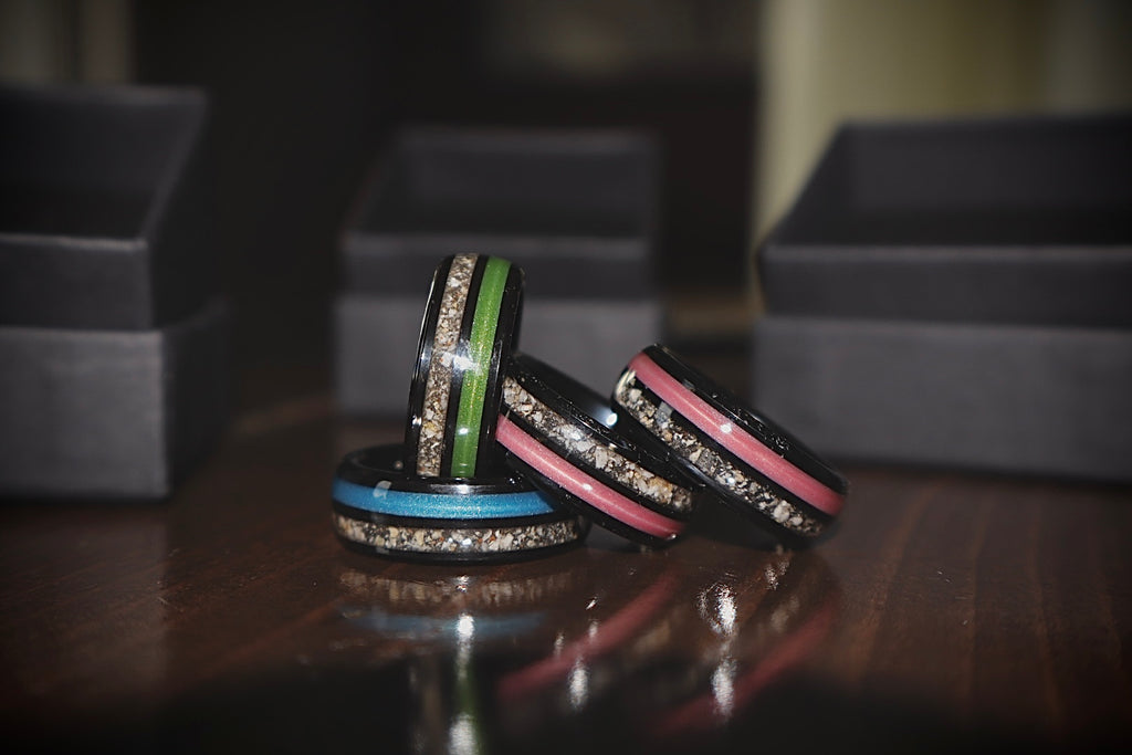 Black Stainless Steel Ring (Dbl)